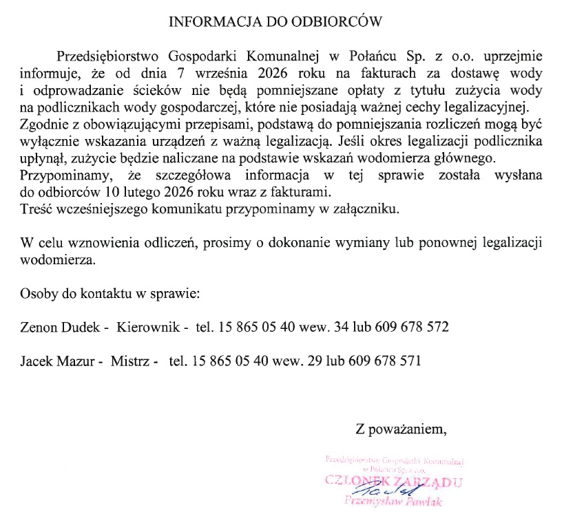 Informacja podlicznik